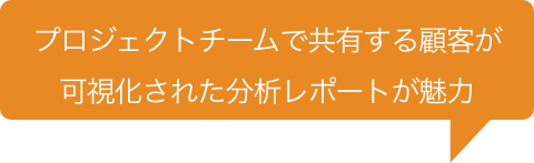 プロジェクトチームで共有する顧客が可視化された分析レポートが魅力